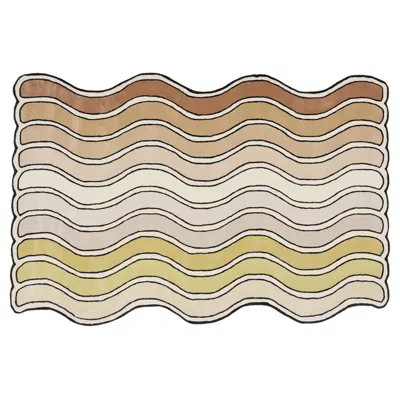 Pre-owned Pieces Wavy Rug Desert Hand Tufted Carpet In Sand