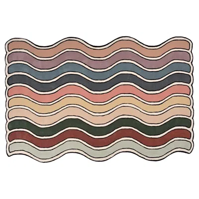 Pre-owned Pieces Wavy Rug Jewel Hand Tufted Carpet In Sand