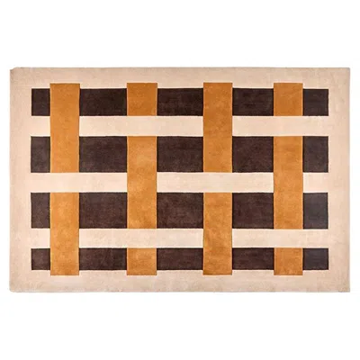 Pre-owned Pieces Wide Weave In Butterscotch, Hand-knotted Wool Rug In Sand