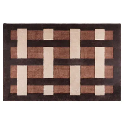 Pre-owned Pieces Wide Weave In Café, Hand-knotted Wool Rug In Black