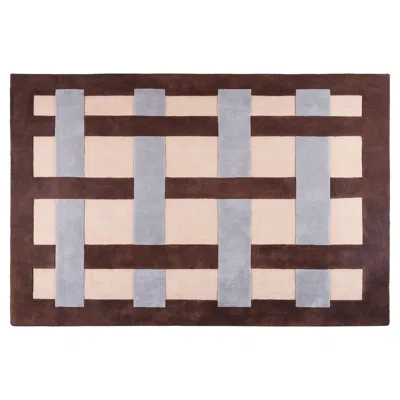 Pre-owned Pieces Wide Weave In Earl Grey, Hand-knotted Wool Rug In Gray