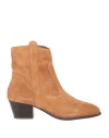 Pieces Woman Ankle Boots Camel Size 11 Soft Leather In Beige