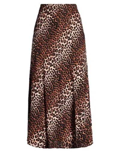 Pieces Woman Maxi Skirt Brown Size L Ecovero Viscose In Multi