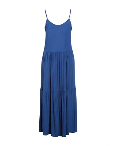 Pieces Woman Midi Dress Bright Blue Size L Ecovero Viscose, Elastane