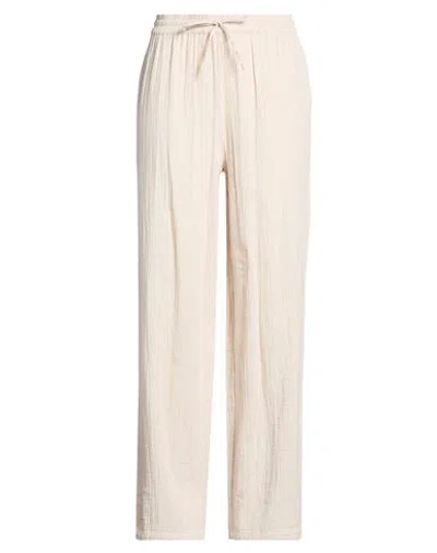 Pieces Woman Pants Beige Size L Cotton In White