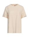 Pieces Woman T-shirt Beige Size L Cotton