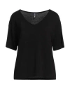 Pieces Woman T-shirt Black Size M Ecovero Viscose, Metallic Fiber, Elastane