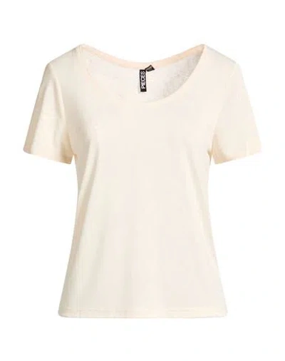 Pieces Woman T-shirt Cream Size L Ecovero Viscose, Polyester In White