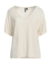 Pieces Woman T-shirt Cream Size M Ecovero Viscose, Metallic Fiber, Elastane In White
