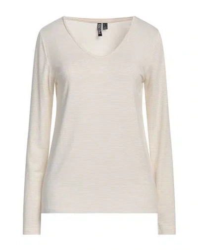 Pieces Woman T-shirt Ivory Size L Viscose, Metallic Fiber, Elastane