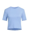Pieces Woman T-shirt Light Blue Size L Cotton, Elastane In Blue