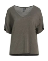 Pieces Woman T-shirt Military Green Size S Ecovero Viscose, Metallic Fiber, Elastane In Green