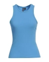 Pieces Woman Tank Top Light Blue Size Xs Cotton, Elastane