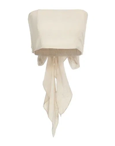 Pieces Woman Top Beige Size M Cotton In Neutral