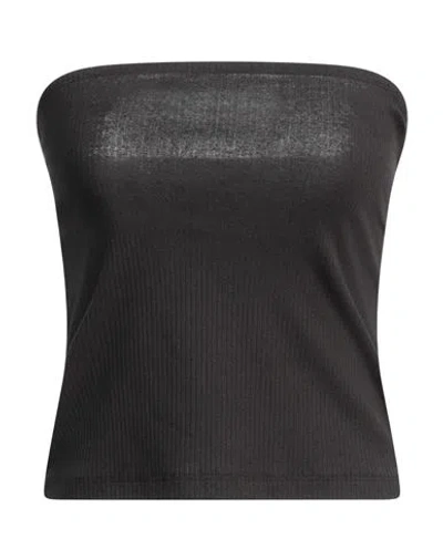 Pieces Woman Top Black Size L Organic Cotton, Cotton, Elastane In Black