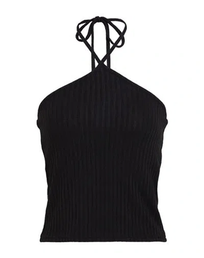 Pieces Woman Top Black Size L Viscose, Recycled Polyester, Elastane