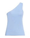 Pieces Woman Top Light Blue Size M Organic Cotton, Cotton, Elastane