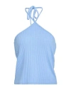 Pieces Woman Top Light Blue Size L Viscose, Recycled Polyester, Elastane