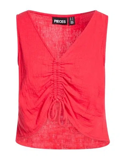 Pieces Woman Top Red Size L Organic Cotton