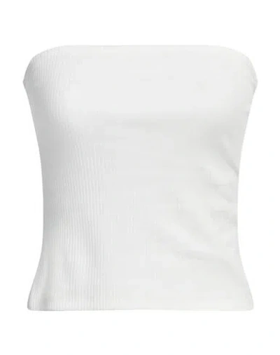 Pieces Woman Top White Size L Organic Cotton, Cotton, Elastane In White
