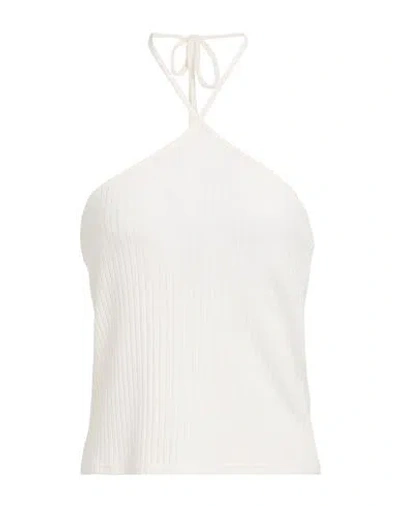 Pieces Woman Top White Size L Viscose, Recycled Polyester, Elastane
