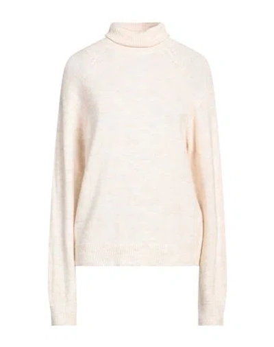 Pieces Woman Turtleneck Ivory Size L Recycled Polyester, Polyester, Acrylic, Elastane In White