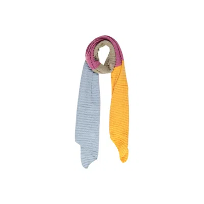 Pieces Yellow Recycled Polyester Scarf In Multi