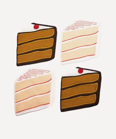 Piecework Cake Linen Cocktail Napkins Set Of Four