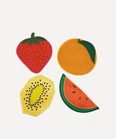 Piecework Fruit Salad Linen Cocktail Napkins Set Of Four