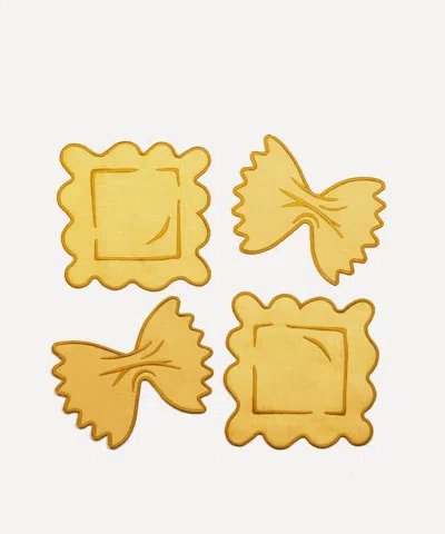 Piecework Pasta Linen Cocktail Napkins Set Of Four