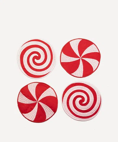 Piecework Peppermint Linen Cocktail Napkins Set Of Four