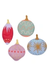 Piecework Puzzles Assorted Set Of 4 Deck The Halls Linen Cocktail Napkins In Multi