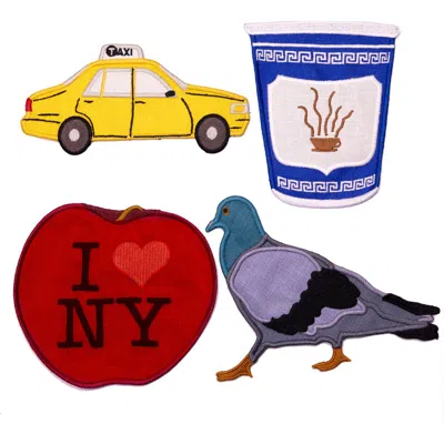 Piecework Puzzles New York Set Of 4 Assorted Linen Cocktail Napkins In Multi