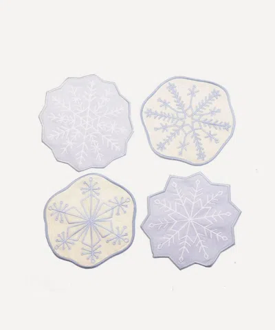 Piecework Snowflakes Cocktail Napkins Set Of 4 In Multi