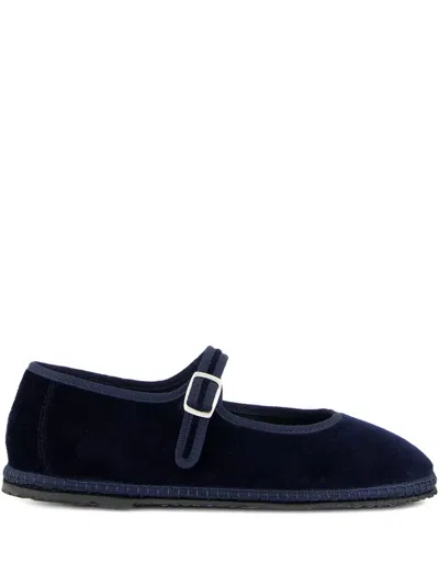 Piedaterre Grace Velvet Ballet Flats In Blue