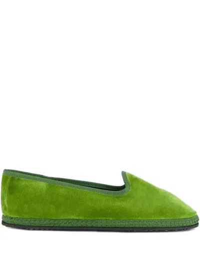 Piedaterre Modigliani Velvet Ballet Flats In Green