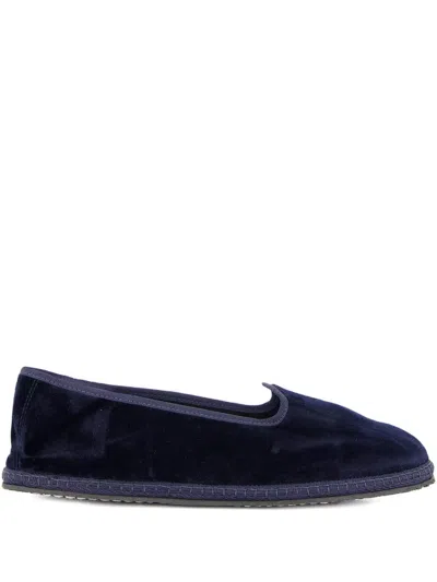 Piedaterre Modigliani Velvet Flat Loafers In Blue