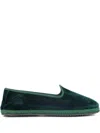 Piedaterre Modigliani Velvet Flat Loafers In Green
