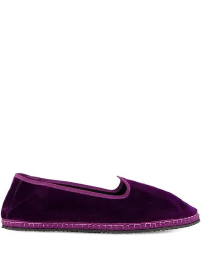Piedaterre Modigliani Velvet Slippers In Purple