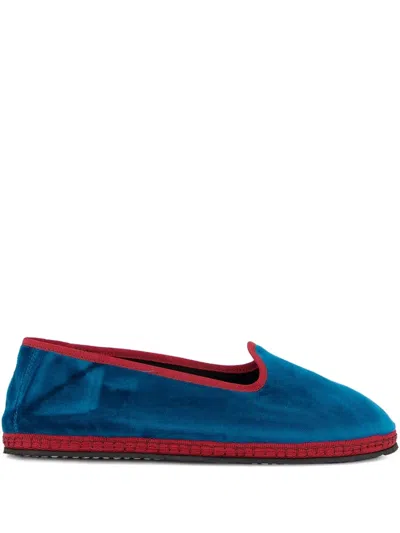 Piedaterre Velvet Ballet Flats In Blue