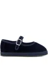 Piedaterre Velvet Buckle Ballet Flats In Blue