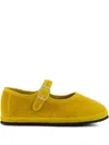Piedaterre Velvet Buckle Ballet Flats In Yellow