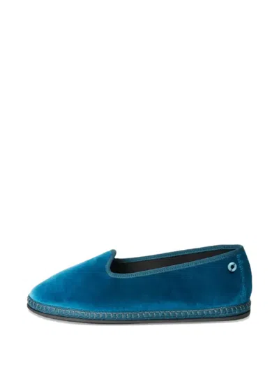 Piedaterre Velvet Slip-ons In Blue