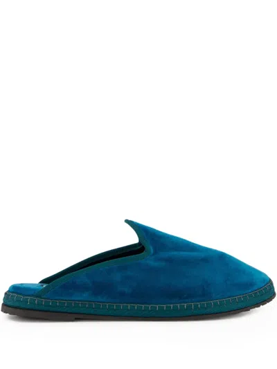 Piedaterre Velvet Slippers In Blue