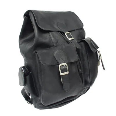 Piel 9726-blk Black Large Buckle-flap Backpack