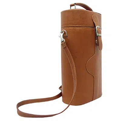Piel Leather 2285 Double Deluxe Wine Carrier - Saddle In Multi