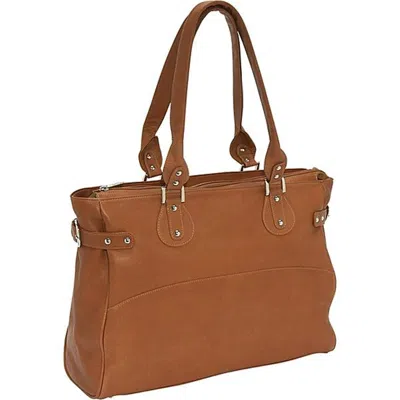 Piel Leather 2758 Large Ladies Side Strap Tote - Saddle In Brown