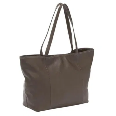 Piel Leather 2807-chc Womens Tote - Chocolate In Gold