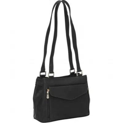 Piel Leather 2999 - Blk Double Compartment Shoulder Bag - Black