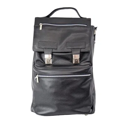 Piel Leather 3123-blk Mens Leather Vertical Backpack, Black In Gray